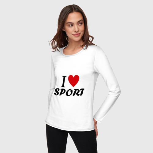 Женский лонгслив хлопок I love sport, цвет белый - фото 3