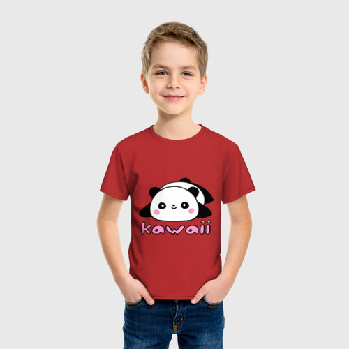 Детская футболка хлопок Kawaii Panda (Кавай Панда), цвет красный - фото 3