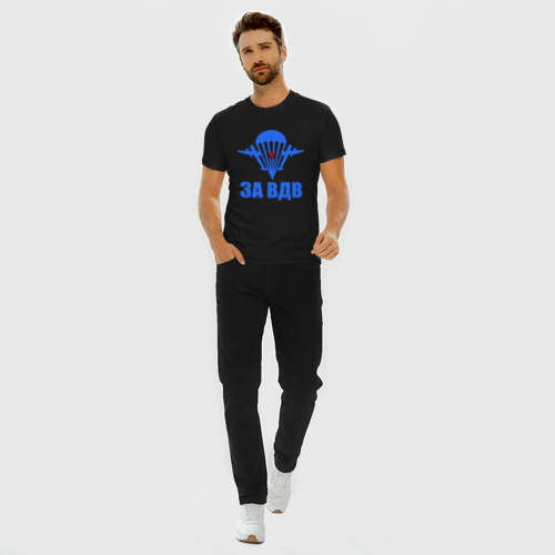 Мужская футболка хлопок Slim За ВДВ, цвет черный - фото 5