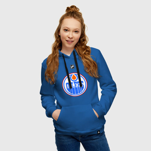 Женская толстовка хлопок Edmonton Oilers-Khabibulin 35, цвет синий - фото 3