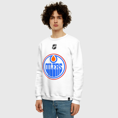 Мужской свитшот хлопок Edmonton Oilers-Khabibulin 35, цвет белый - фото 3