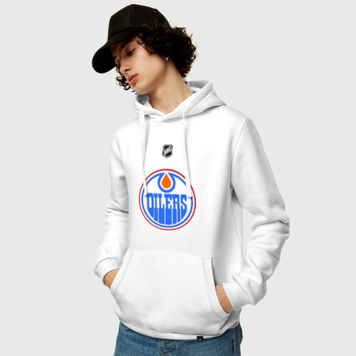 Мужская толстовка хлопок Edmonton Oilers-Khabibulin 35, цвет белый - фото 3