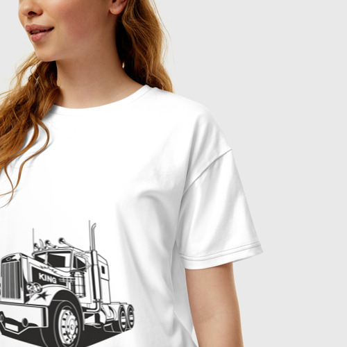 Женская футболка хлопок Oversize Truck, цвет белый - фото 3