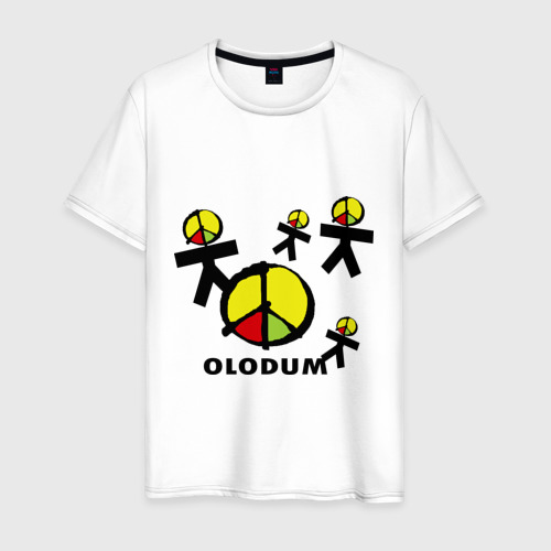 Мужская футболка из хлопка с принтом Olodum peace little men, вид спереди №1