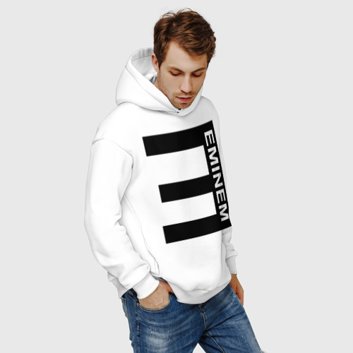 Мужское худи Oversize хлопок Eminem2, цвет белый - фото 7