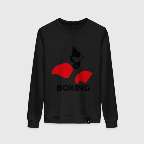Женский свитшот хлопок Russia boxing, цвет черный