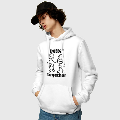 Мужская толстовка хлопок Better together, цвет белый - фото 3