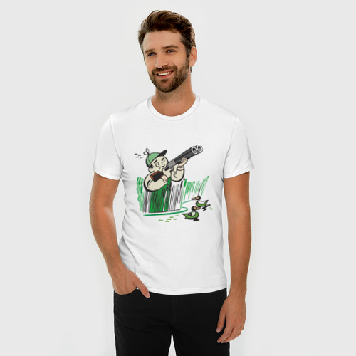 Мужская футболка хлопок Slim Охота на дичь, цвет белый - фото 3