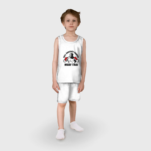 Детская пижама с шортами хлопок Муай тай 2, цвет белый - фото 3