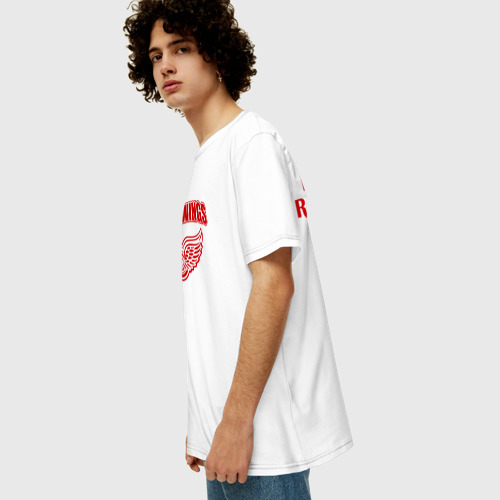 Мужская футболка хлопок Oversize Detroit Red Wings 2, цвет белый - фото 5