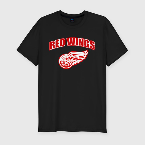 Мужская футболка хлопок Slim Detroit Red Wings 2, цвет черный