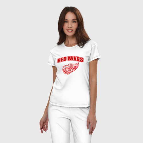 Женская пижама хлопок Detroit Red Wings 2, цвет белый - фото 3