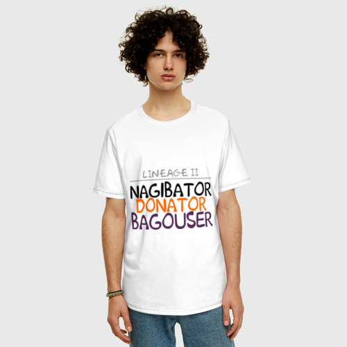 Мужская футболка хлопок Oversize NAGIBATOR DONATOR BAGOUSER, цвет белый - фото 3