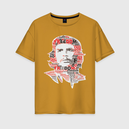 Женская футболка хлопок Oversize Che Guevara 3, цвет горчичный