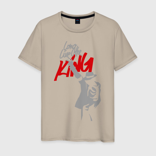 Мужская футболка хлопок Майкл Джексон - Long live the King, цвет миндальный
