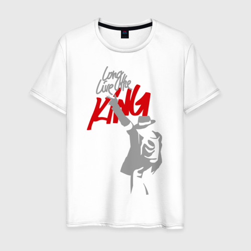 Мужская футболка хлопок Майкл Джексон - Long live the King, цвет белый