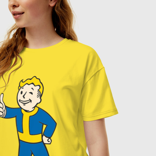 Женская футболка хлопок Oversize Мальчик из Fallout, цвет желтый - фото 3