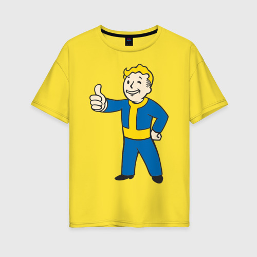 Женская футболка хлопок Oversize Мальчик из Fallout, цвет желтый