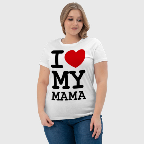 Женская футболка хлопок I love my mama, цвет белый - фото 6