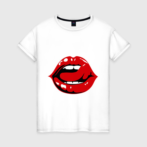 Женская футболка хлопок Губы и язык