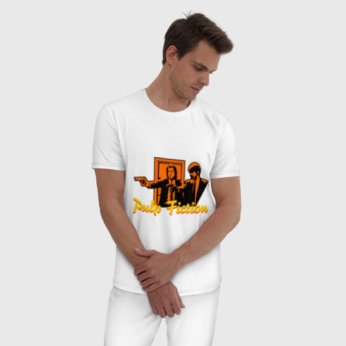 Мужская пижама хлопок Pulp Fiction, цвет белый - фото 3