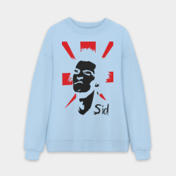 Мужской свитшот oversize без начеса хлопок Sid Vicious на фоне флага