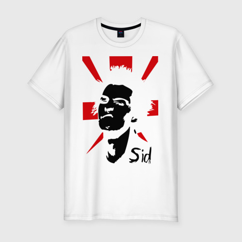 Мужская футболка хлопок Slim Sid Vicious на фоне флага, цвет белый