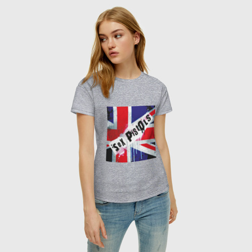 Женская футболка хлопок Sex Pistols 2, цвет меланж - фото 3