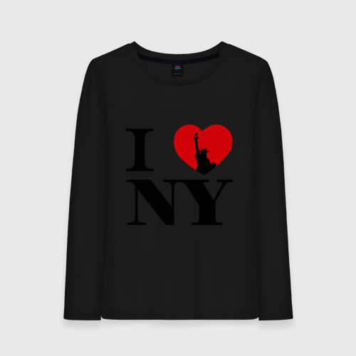 Женский лонгслив хлопок I Love NY (2), цвет черный