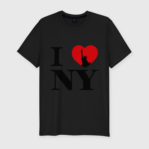 Мужская футболка хлопок Slim I Love NY (2), цвет черный