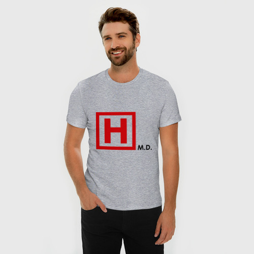 Мужская футболка хлопок Slim Доктор Хаус, цвет меланж - фото 3