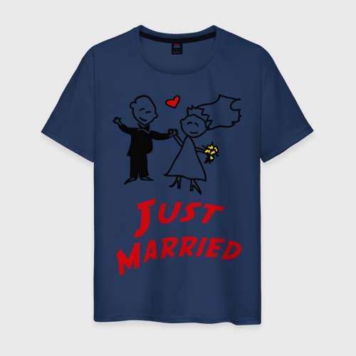 Мужская футболка хлопок Just married, цвет темно-синий