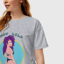 Женская футболка хлопок Oversize Sexy Lila - фото 2
