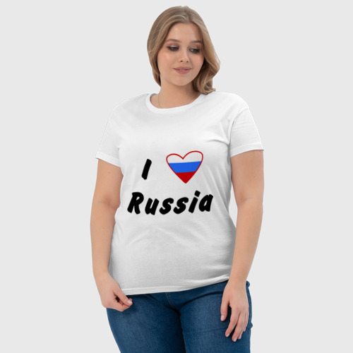 Женская футболка хлопок I love Russia (2), цвет белый - фото 6