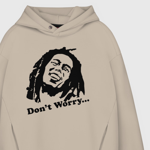 Мужское худи Oversize хлопок Bob marley-don\'t worry, цвет миндальный - фото 4