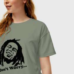 Женская футболка хлопок Oversize Bob marley-don\'t worry - фото 2