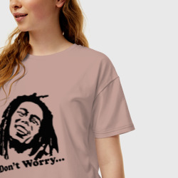 Женская футболка хлопок Oversize Bob marley-don\'t worry - фото 2