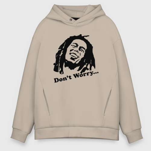 Мужское худи Oversize хлопок Bob marley-don\'t worry, цвет миндальный