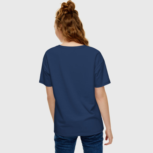 Женская футболка хлопок Oversize I want to believe, цвет темно-синий - фото 4