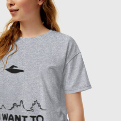 Женская футболка хлопок Oversize НЛО существет - фото 2