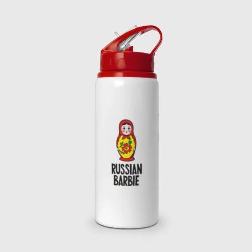 Бутылка для воды с трубочкой Russian Barbie
