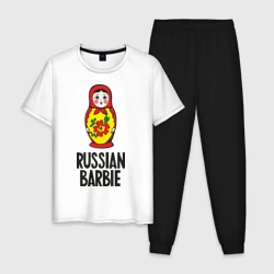 Мужская пижама с белой футболкой хлопок Russian Barbie