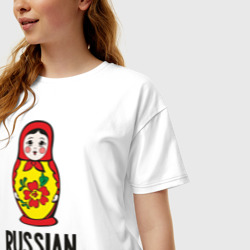 Женская футболка хлопок Oversize Russian Barbie - фото 2