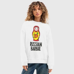 Женский свитшот oversize без начеса хлопок Russian Barbie - фото 2
