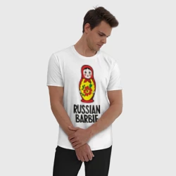 Мужская пижама с белой футболкой хлопок Russian Barbie - фото 2