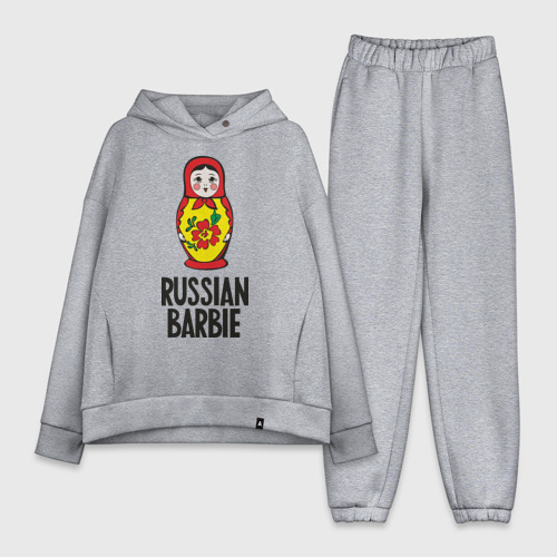 Женский костюм хлопок Oversize Russian Barbie, цвет меланж