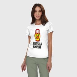 Женская пижама с белой футболкой хлопок Russian Barbie - фото 2