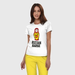 Женская пижама с белой футболкой хлопок Russian Barbie - фото 2