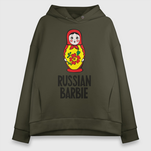 Женское худи Oversize хлопок Russian Barbie, цвет хаки