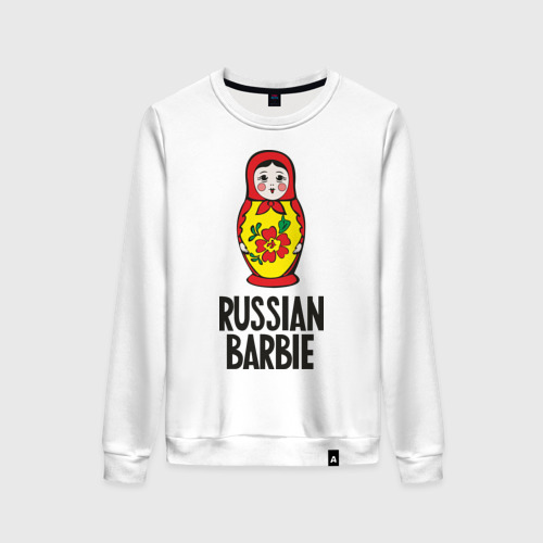 Женский свитшот хлопок Russian Barbie, цвет белый